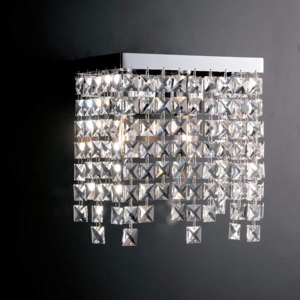 Applique Penelope in Ottone e Ferro Cromato, 25x25xh25 cm, Cromo Lucido, 2xE14 - 42 Watt Max
