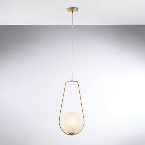 Sospensione Afrodite in Ferro Bronzato, 1 Luce con Sfera �20 cm, H59 - MAX 159 cm, Bronzato