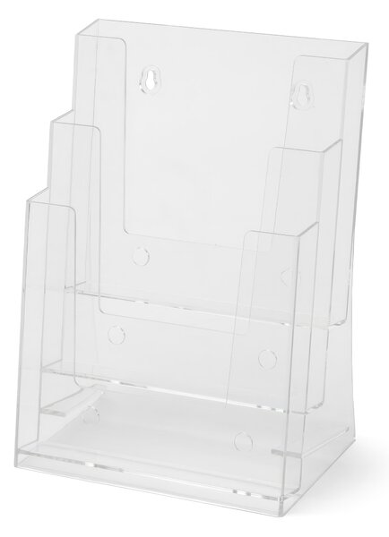 Porta depliant da banco e da parete linea SCRITTO La linea scritto � pensata per banconi, scrivanie, tavoli 3 tasche formato A5 in stirene Trasparente