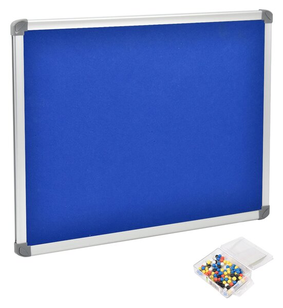 Lavagna Magnetica in Lavagna in feltro fondo in feltro BLU Dimensioni 120x90 cm - fissaggio a parete Lavagna con fondo in feltro BLU per fissare facilmente i fogli temporanei a parete