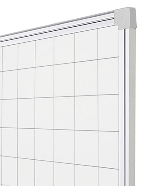 Lavagna Magnetica in acciaio porcellanato con superficie quadrettata Dimensioni 240x120 cm - fissaggio a parete vaschetta porta accessori anodizzato silver