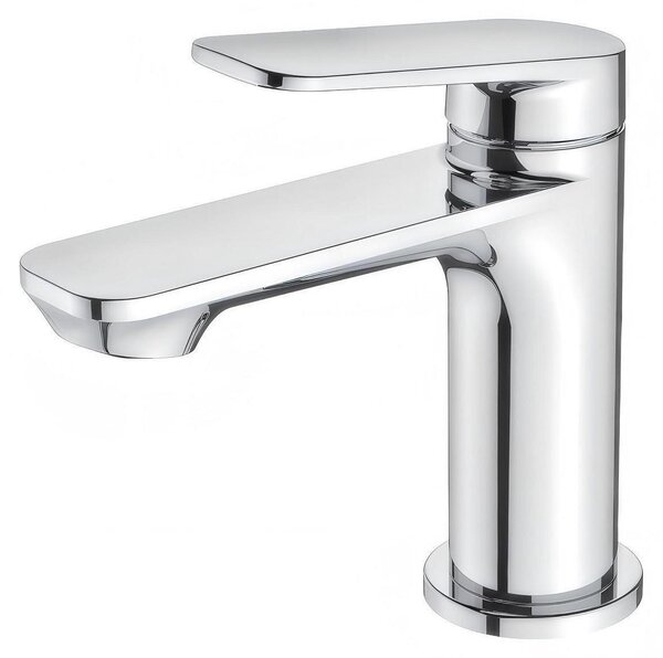 Miscelatore monocomando per lavabo, finitura cromata, corpo in ottone massiccio, altezza del beccuccio: 84 mm