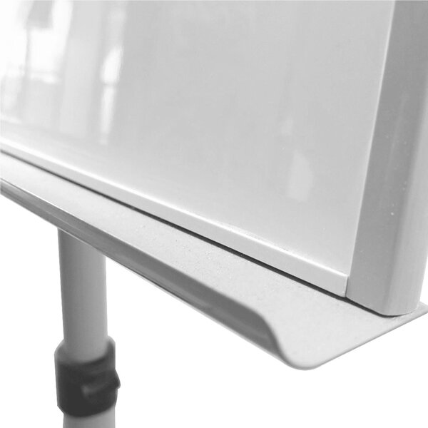 Lavagna con base carrellata scrivibile e cancellabile sistema universale di aggancio del blocco fogli Dimensioni 120x90 cm -basi con ruote vaschetta porta accessori anodizzato silver