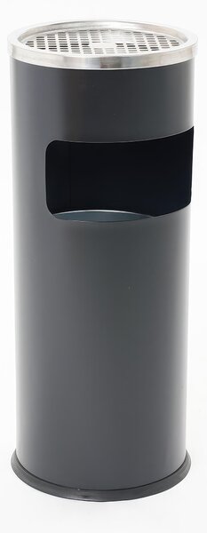 Cestino con posacenere - forma cilindrica, dimensioni 24,7x60,2 cm, peso 3 kg bidone interno 10 L con maniglia per lo svuotamento colore nero