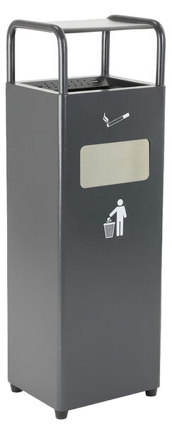 Cestino autoportante con copertura e posacenere 30x27x h 98 cm bidone interno 27,5 L peso 14,4 - vaschetta raccogli ceneri Finitura antracite