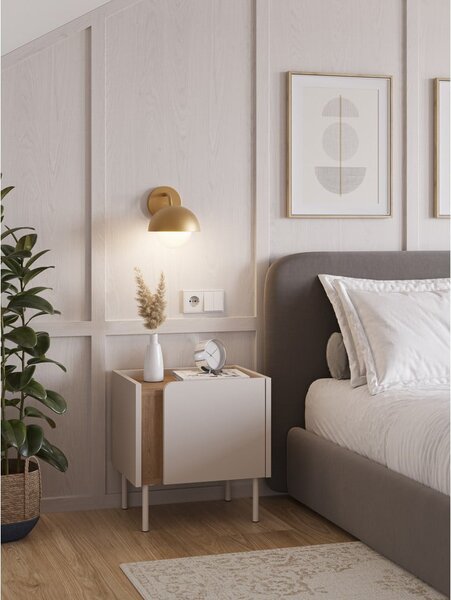 Comodino color crema/di colore naturale con effetto rovere Lucile – Marckeric