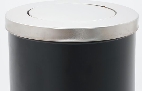 Cestino con posacenere forma Cilindrica, dimensioni �38,5x h71,7 cm, peso 8 kg bidone interno 50 L - coperchio basculante con rotazione a 360 gradi per uso interno od esterno nero