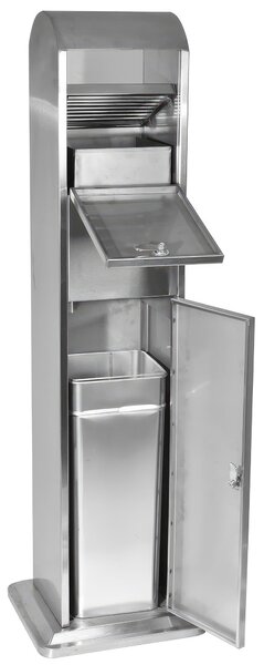 Cestino a colonna con posacenere dimensioni 330x30x h 1190 mm peso 19 kg bidone interno 14 L griglia spegni-sigaretta nella parte superiore uso interno/esterno inox