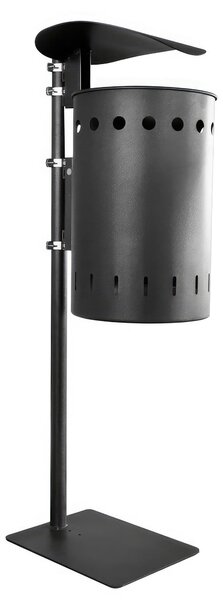 Cestino nero inclinabile con base tassellabile x fissaggio a terra e copertura dimensioni 31x47x h121 cm finitura nero opaco