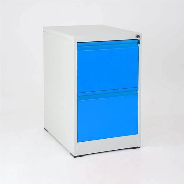 Cassettiera porta documenti con 2 cassetti e serratura Dimensioni 460x620x h720 mm Struttura in metallo verniciato - Piedini antiscivolo - finitura Blu