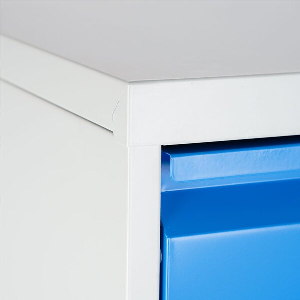 Cassettiera porta documenti con 2 cassetti e serratura Dimensioni 460x620x h720 mm Struttura in metallo verniciato - Piedini antiscivolo - finitura Blu