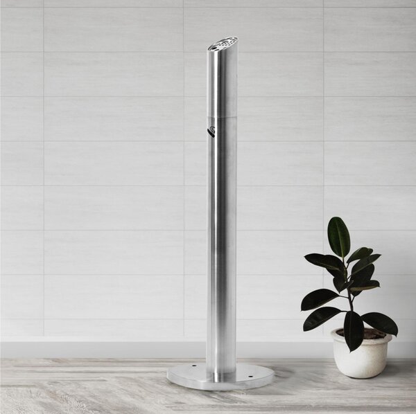 Posacenere autoportante a colonna - dimensioni 32xh98 cm base circolare pesante in cemento con copertura in metallo verniciato acciaio