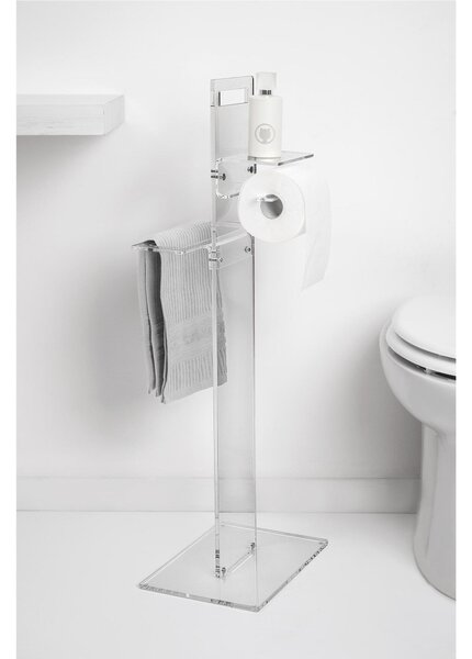 Piantana Porta asciugamani e Portarotolo da Bagno In Plexiglass CALIPSO TOILET STAND Dimensioni 31x23x h 86 cm - peso 1,9 kg Colore trasparente