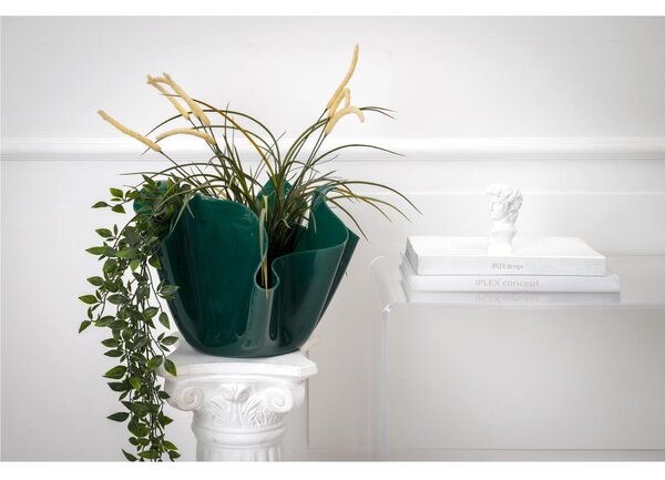 Vaso, Centrotavola, Forma Iconica in Plexiglass BIG Linea Drappeggi D'AUTORE , 45x45x h 29 cm - 0,5 kg Colore Verde