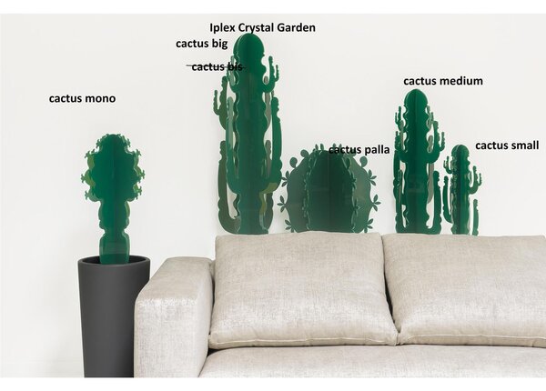 Oggetto decorativo CACTUS SMALL Green in Plexiglass Linea Decorativa iPlex Crystal Garden Dimensioni 20x20x h 52 cm - peso 0,9 kg Colore verde