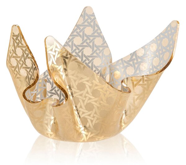 Vaso Forma Iconica in Plexiglass SMALL Gold Paglia di Vienna Linea DRAPPEGGI, 21x17x h 14 cm - 0,35 kg Colore Oro