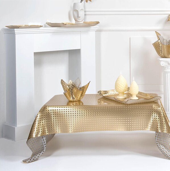 Vaso Forma Iconica in Plexiglass SMALL Gold Paglia di Vienna Linea DRAPPEGGI, 21x17x h 14 cm - 0,35 kg Colore Oro