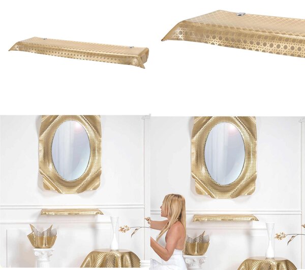 Mensola in Plexiglass Gold Paglia di Vienna Linea DRAPPEGGI, Dimensioni 69x20x h 5 cm - 1,5 kg Colore Oro