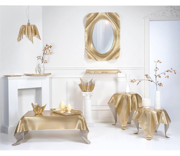 Tavolinetto da The /Caff�, comodino da camera h 45 cm in Plexiglass Richiami moreschi Linea DRAPPEGGI , �60x h 45 cm - Colore Oro