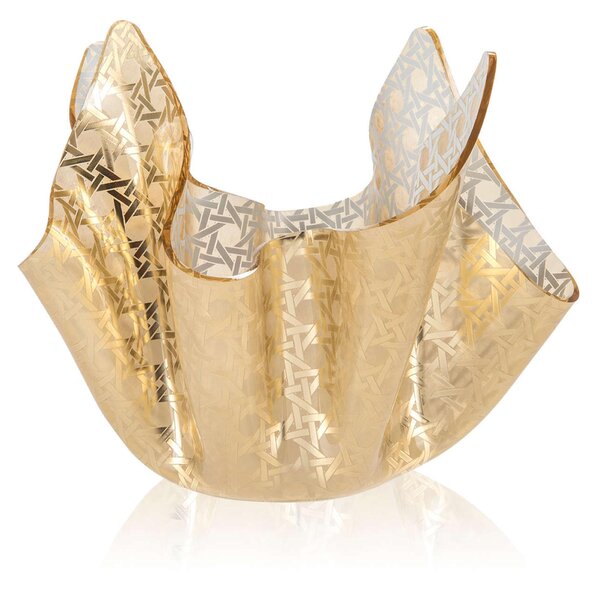 Vaso Forma Iconica in Plexiglass SLIM Gold Paglia di Vienna Linea DRAPPEGGI, 22x22x h 21 cm - 0,2 kg Colore Oro