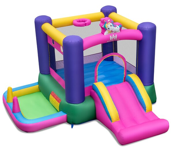 Costway Castello gonfiabile per bambini con scivolo piscina di palline area per saltarem, Castello gonfiabile per interni ed esterni Colorato