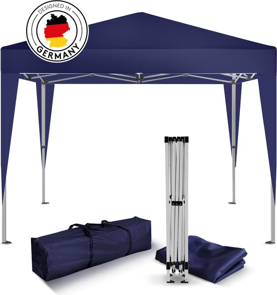 Gazebo pieghevole Kronenburg 2x2 m - Impermeabile, protezione UV 50+, senza pareti laterali, blu
