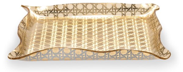 Vuotatasche quadrato portapane dolci Plexiglass Gold Paglia di Vienna Linea DRAPPEGGI, 23x23x h 3 cm - 0,25 kg Colore Oro
