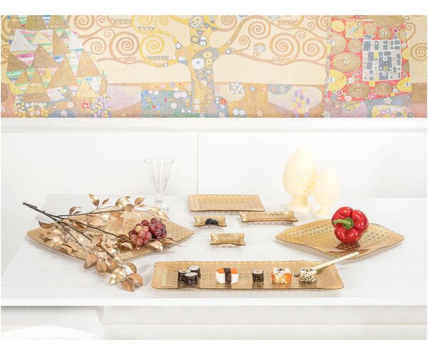 Sottopiatto rotondo TASTY BIG Plexiglass Gold Paglia di Vienna Linea DRAPPEGGI, 32,5x34,5x h 2 cm - 0,3 kg adatto x Piatti piani Colore Oro