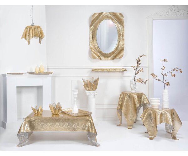 Sospensione in Plexiglass Leavers Gold Paglia di Vienna Linea DRAPPEGGI PIZZO , �36x h 34 cm - 2,5 kg Colore Oro