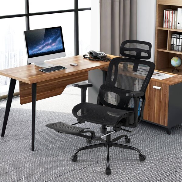 Costway Sedia ergonomica da ufficio da gaming in rete per ufficio a casa, Sedia girevole con poggiatesta Nero