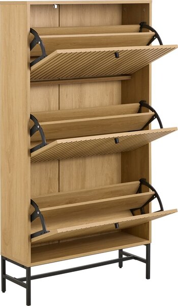 Scarpiera con ante effetto rovere in colore naturale 72x140x25 cm Albany - Actona