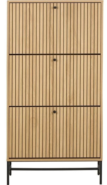 Scarpiera con ante effetto rovere in colore naturale 72x140x25 cm Albany - Actona