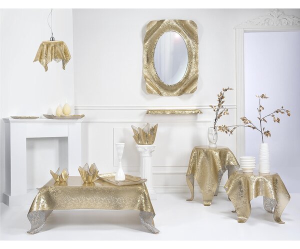 Vaso, Centrotavola, Forma Iconica in Plexiglass BIG LEAVERS Linea DRAPPEGGI PIZZO , 45x45x h 29 cm - 0,5 kg Colore Oro