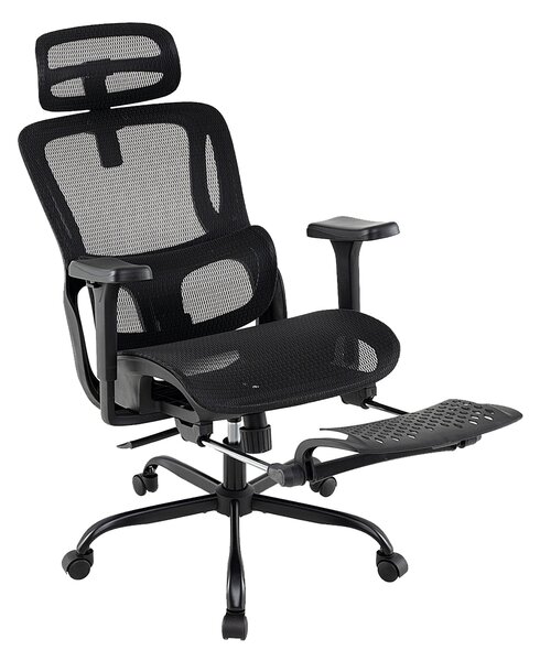 Costway Sedia ergonomica da ufficio da gaming in rete per ufficio a casa, Sedia girevole con poggiatesta Nero