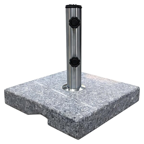 Supporto per ombrellone Relaxdays, 24 kg, quadrato, per pali di ombrellone da 2,5–5 cm, in granito e acciaio inossidabile, base per ombrellone, grigio