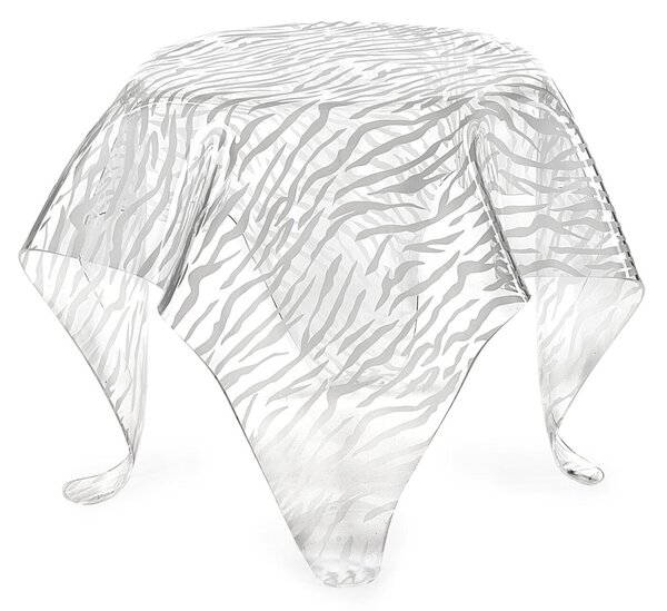 Tavolinetto da The /Caff�, comodino da camera h 45 cm in Plexiglass Linea DRAPPEGGI ANIMALIER, �60x h 45 cm - Colore trasparente