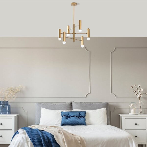 Lampadario dorato con paralume in metallo Gharib – Opviq lights