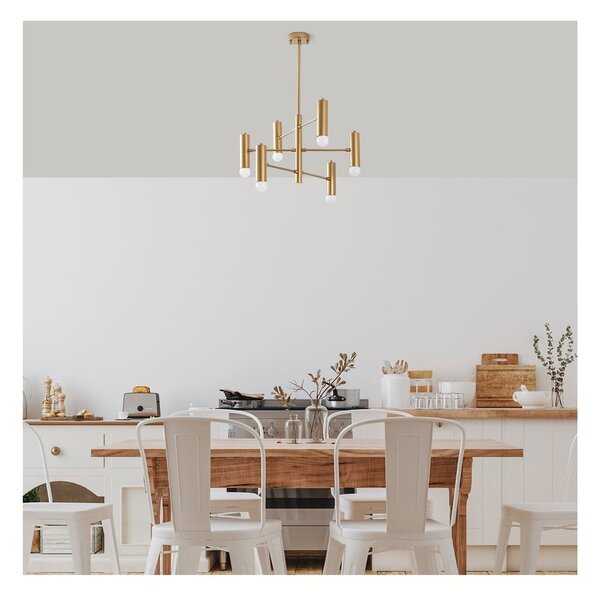 Lampadario dorato con paralume in metallo Gharib – Opviq lights