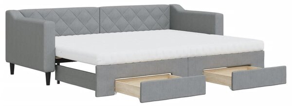 VidaXL Divano letto estraibile con cassetti Grigio chiaro 80x200 cm Tessuto