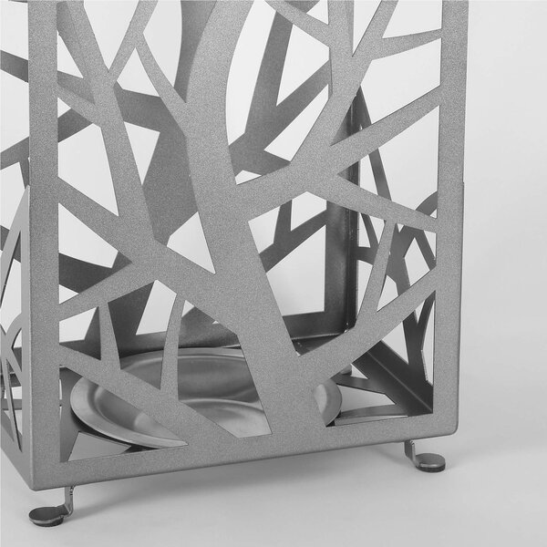 Portaombrelli in metallo rettangolare lavorazione alberi e rami intrecciati di una foresta Dimensioni 30x20xh 56 cm due posti GHISA METALLIZZATO
