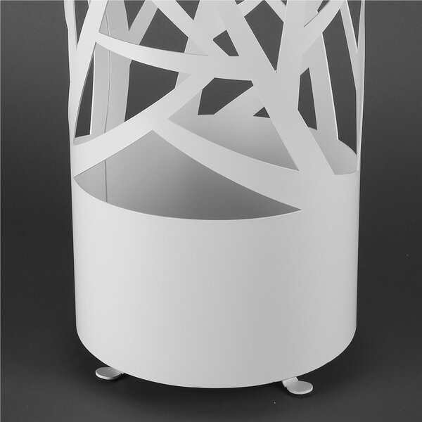 Portaombrelli in metallo ROTONDO lavorazione Design AUTUNNO Dimensioni 25xh 56 cm disegni a taglio laser rami intrecciati colore Bianco Pastello