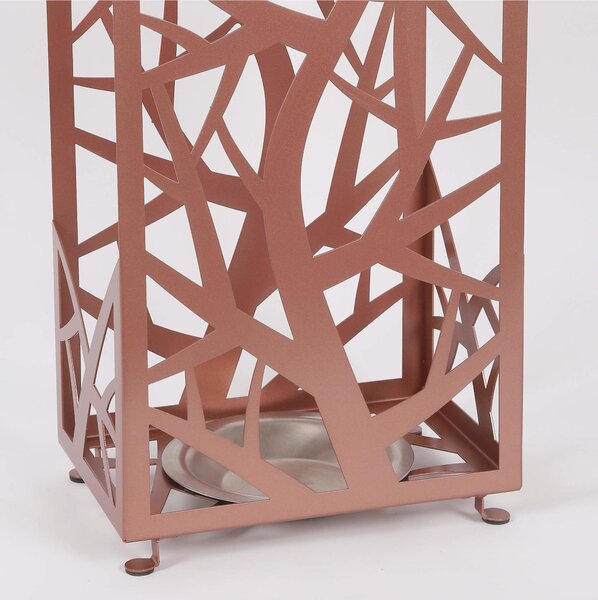 Portaombrelli in metallo rettangolare lavorazione alberi e rami intrecciati di una foresta Dimensioni 30x20xh 56 cm due posti Rame METALLIZZATO