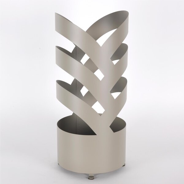 Porta ombrelli design moderno Struttura in metallo tagliata al laser ARCHI Dimensioni 25xh 58 cm con piedini rialzati e vaschetta raccogli acqua Colore Tortora pastello