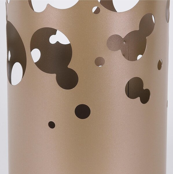 Portaombrelli design moderno Struttura in metallo tagliata al laser BIG BOLLE Dimensioni 25x25xh 57 cm con piedini rialzati e vaschetta raccogli acqua Oro Metallizzato
