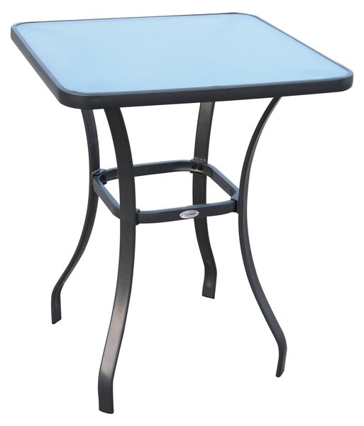 Tavolino da Giardino in Metallo con Piano in Vetro Temperato Nero 68.5x68.5x84 cm