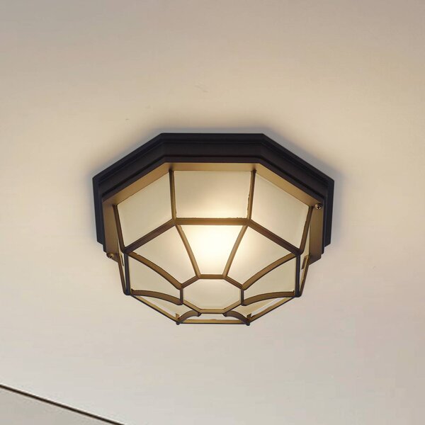 Lindby Plafoniera da esterno Idril, antracite, metallo, Ø 26,5 cm Idril Lindby, dimmerabile, Nero, Alluminio, Moderno, Plafoniera