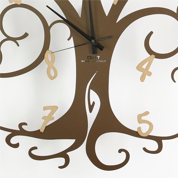 Orologio da parete ALBERO DELLA VITA Dimensioni 60x h 55 cm con rami che sorreggono i numero delle ore realizzati in metallo mediante taglio laser colore Bronzo Numeri Oro