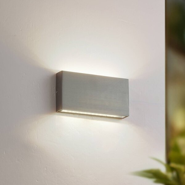 Lindby Applique da esterno LED Jarte, argento, metallo, 17 cm, IP54 Jarte, Cromo / Argento, Alluminio, Moderno