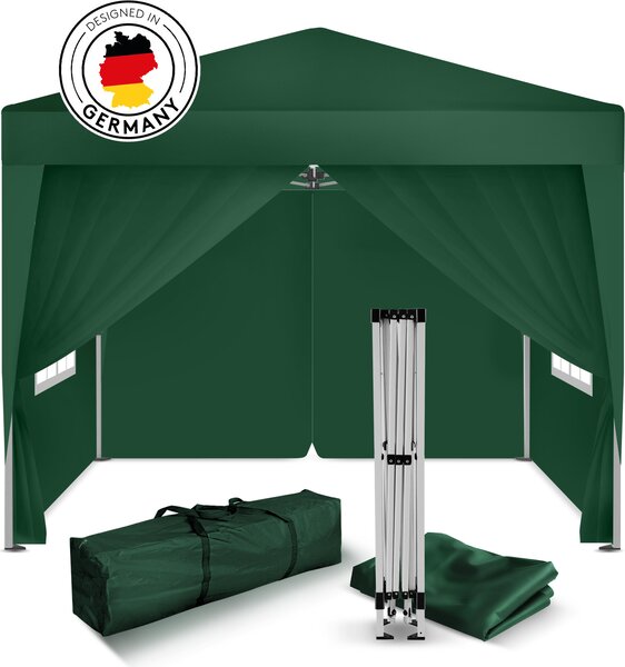 Gazebo pieghevole Kronenburg 2x2 m - Impermeabile, protezione UV 50+, 4 pannelli laterali, verde