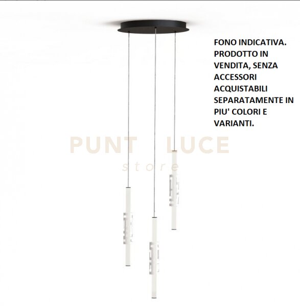 Kira-s3 sospensione base tonda nera 3 luci a led diffusori bianchi 